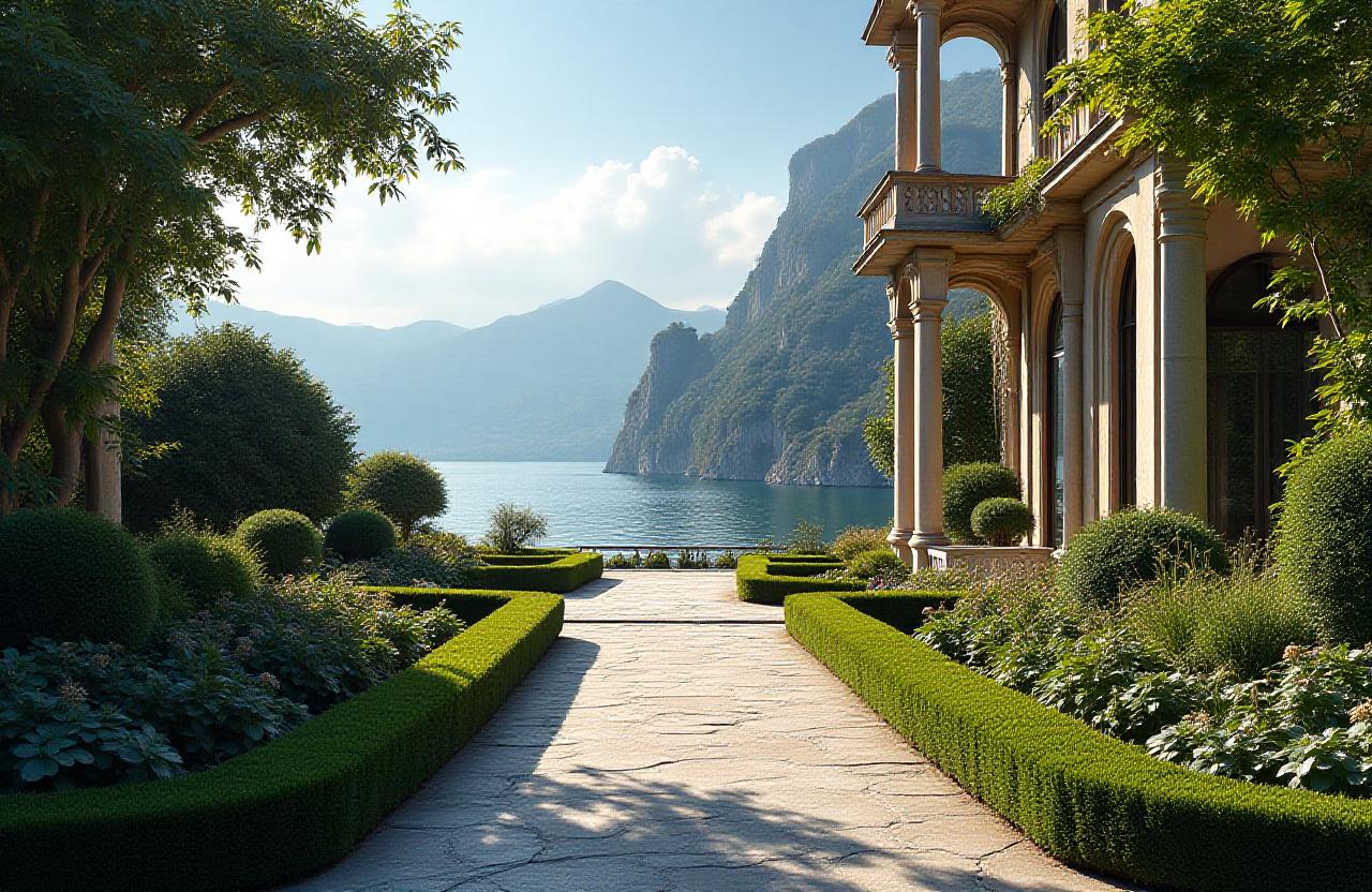 Giardino di villa sul Lago di Como 1